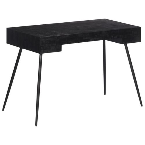 vidaXL Modern Reclaimed Teak Desk with Black Iron Frame
