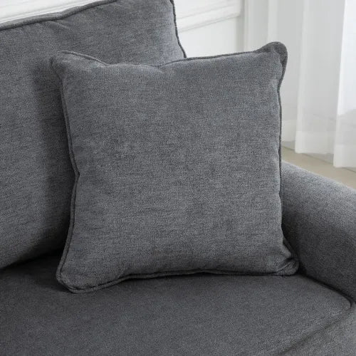 Chic Grey 2-Seater Sofa with Nailhead Trim & Pillows - Perfect for Small Spaces!