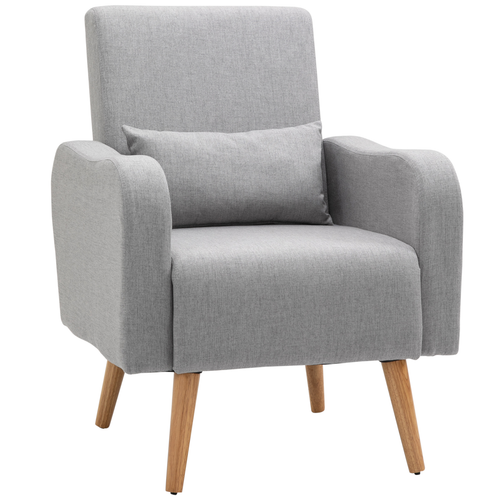 Scandinavian Grey Accent Chair with Pillow - Cozy Nordic Design