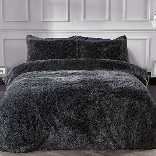 SHAGGY FAUX FUR CHARCOAL BEDDING SB