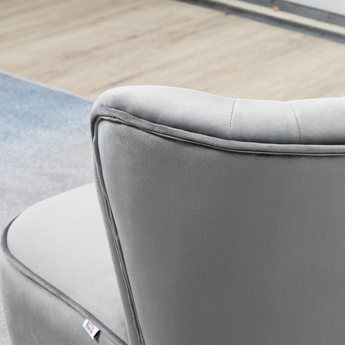 Elegant Velvet-Feel Accent Chair & Ottoman Set - Light Grey Comfort & Style