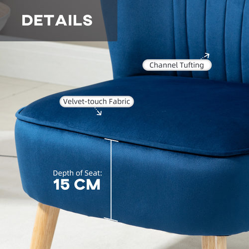 Velvet Accent Chair & Ottoman Set - Elegant Dark Blue Comfort