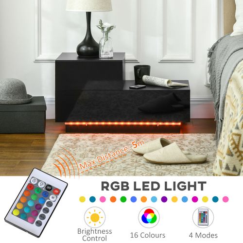Modern LED Nightstand with High Gloss Finish