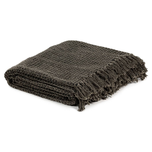 vidaXL Throw Cotton - Anthracite/Brown