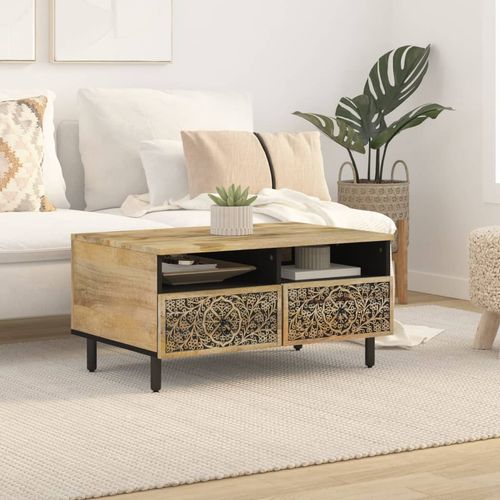 Hand-Carved Solid Mango Wood Coffee Table