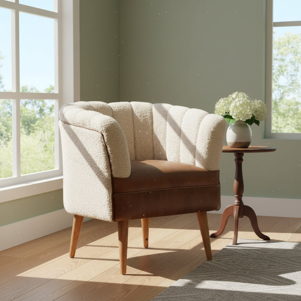 Boucle Cream Buffalo Armchair