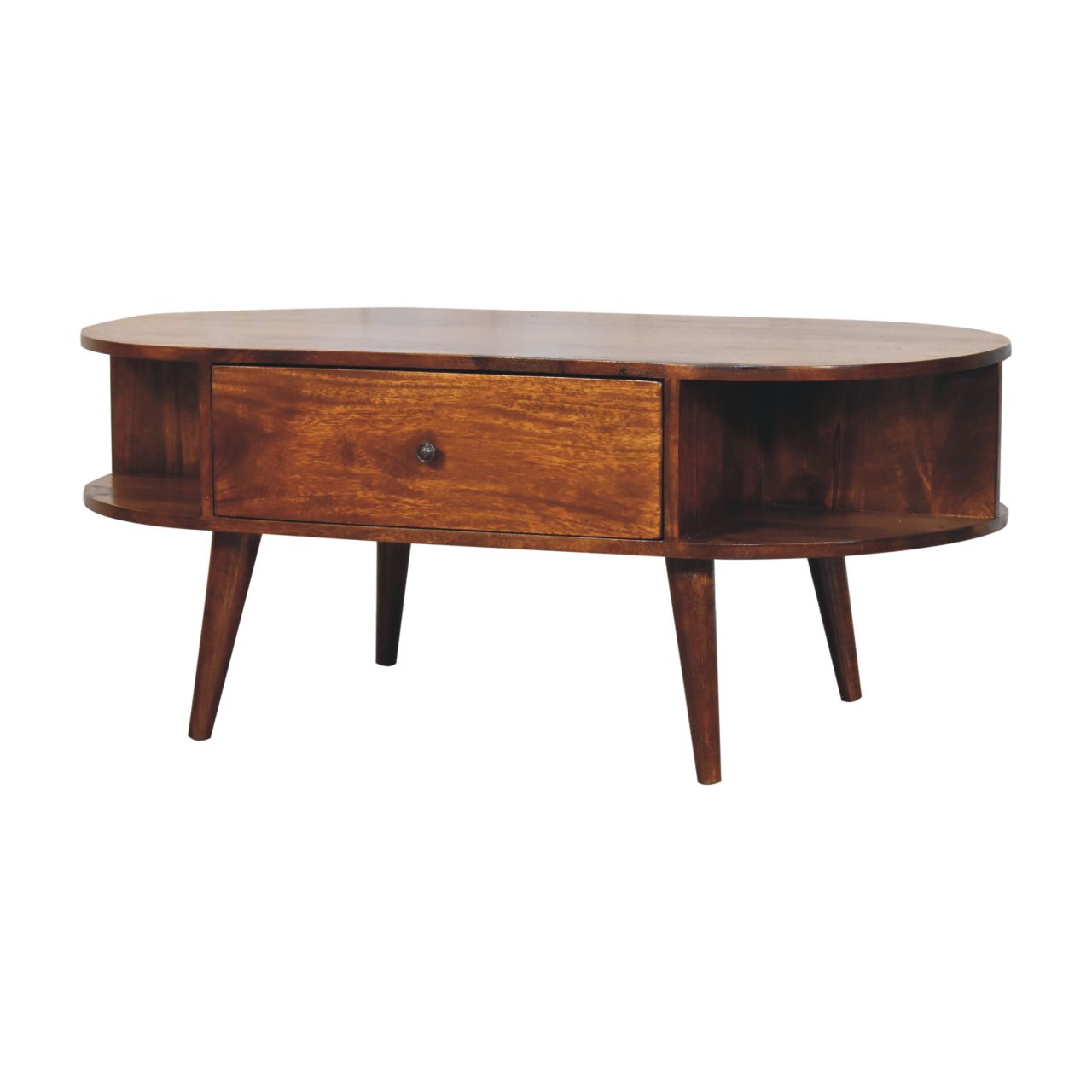 Chestnut Oval Coffee Table with 2 Drawers