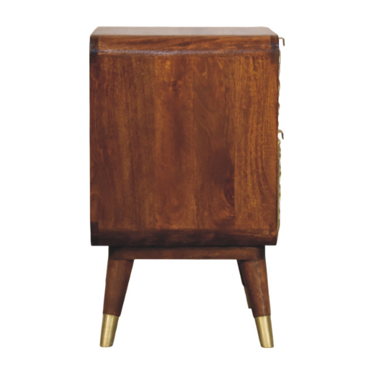 Avora Brass Embossed 2 Drawer Chestnut Nightstand
