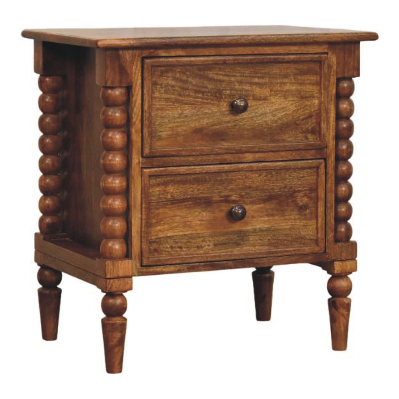 Spindle Leg Amber Oak Nightstand