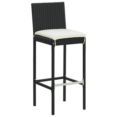 3-Piece Black Garden Bar Set with Cream Cushions