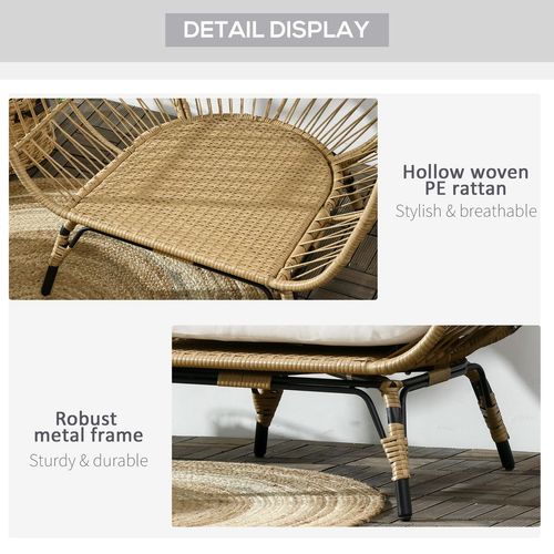 Khaki Rattan Egg Chair with Cushions for Ultimate Outdoor Relaxation