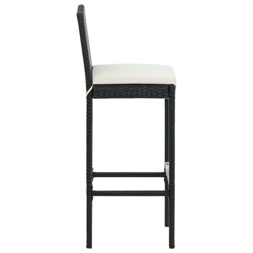 3-Piece Black Garden Bar Set with Cream Cushions