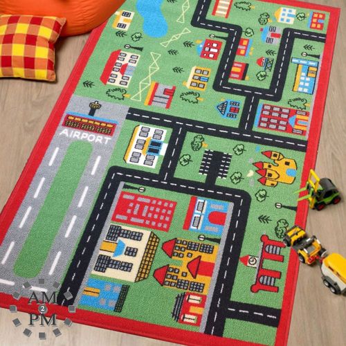 Vibrant Green Town Rug