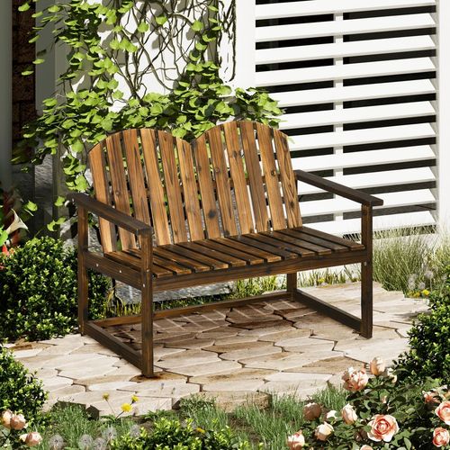 Rustic Outdoor Wooden Loveseat Bench for Two