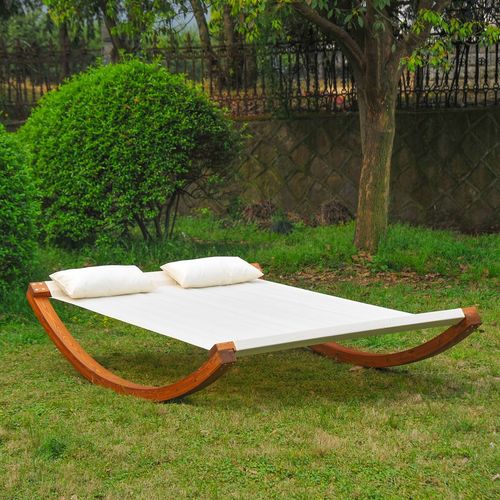 Double Sun Lounger Hammock with Sturdy Wooden Frame