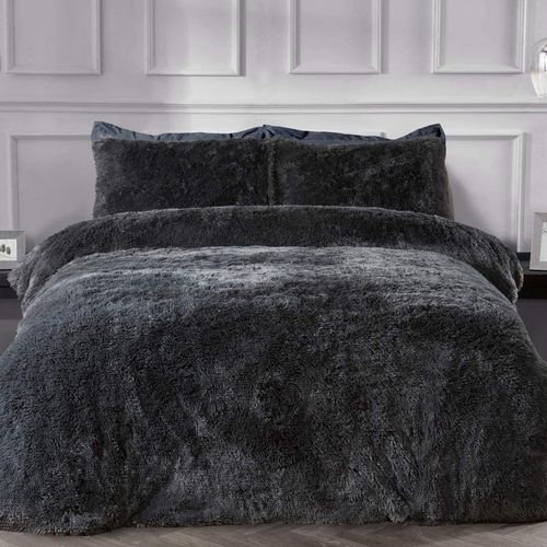 SHAGGY FAUX FUR CHARCOAL BEDDING SB