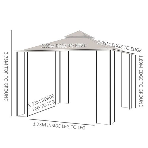 3x3m Beige Metal Gazebo - Waterproof, UV-Resistant, Durable Design