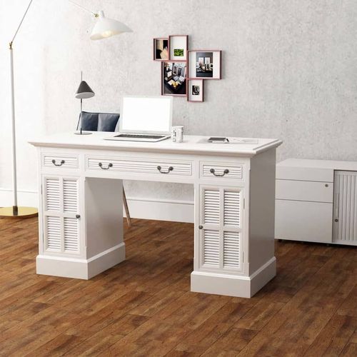 White Double Pedestal Desk