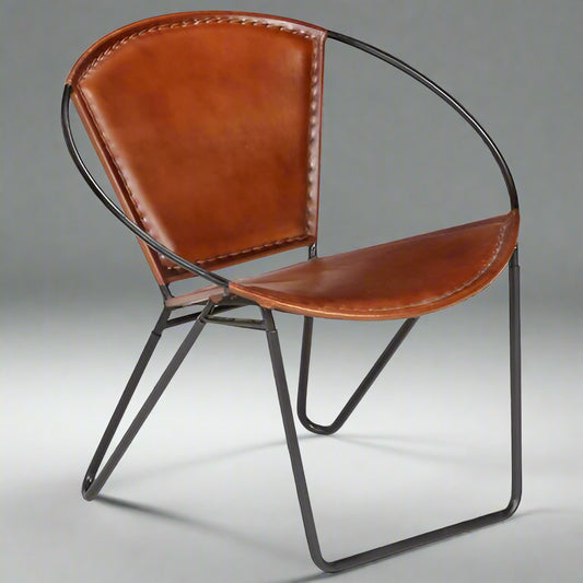 vidaXL Brown Real Leather Chair
