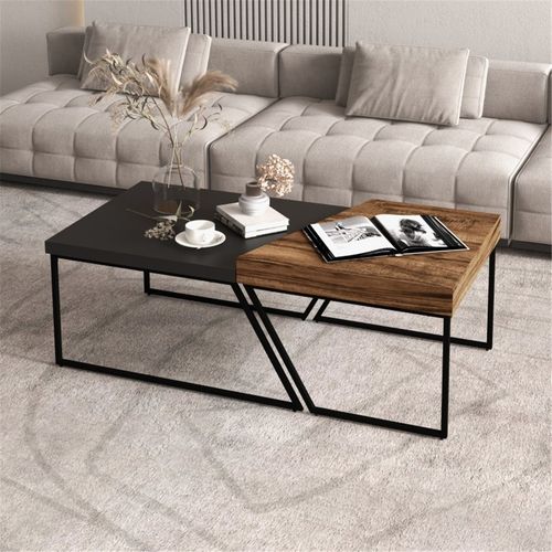Dual Coffee & Bar Table Set - Industrial Design & Space-Saving Elegance