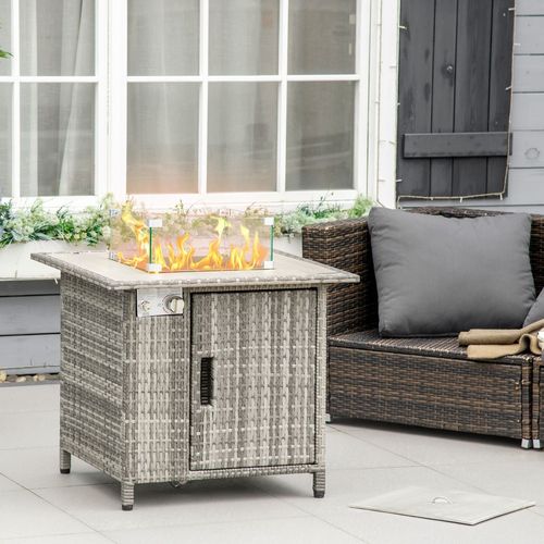 Gas Fire Pit Table with Cover & Windscreen