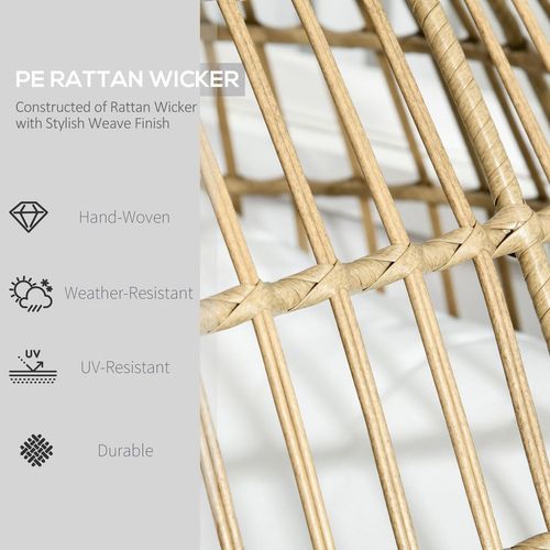 Khaki Rattan Egg Chair with Cushions for Ultimate Outdoor Relaxation