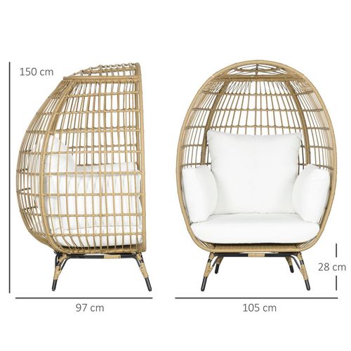 Khaki Rattan Egg Chair with Cushions for Ultimate Outdoor Relaxation