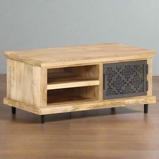 Black Mango Wood Coffee Table with St