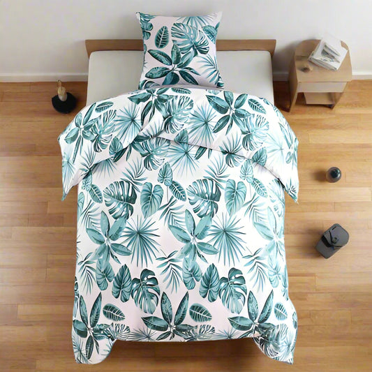 Duvet Cover Set Leaves Green