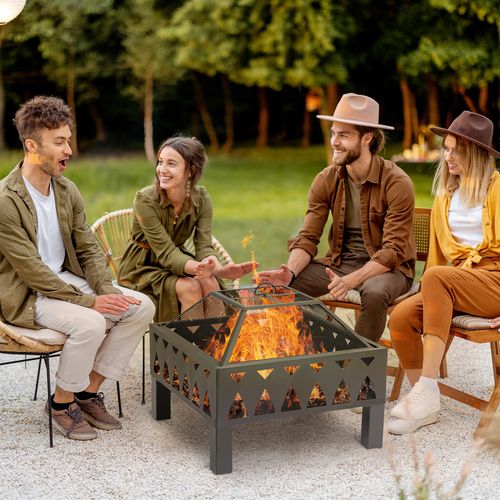 Outdoor Fire Pit with Protective Screen