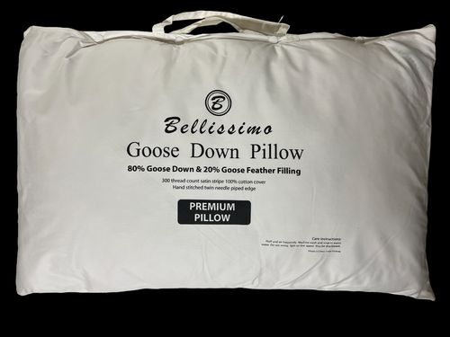 Hungarian White Goose Down Pillow - 100% Cotton Case