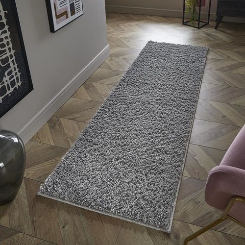 Larissa Ghost Grey Shaggy Runner - Luxurious 67x200cm Machine Washable floor art