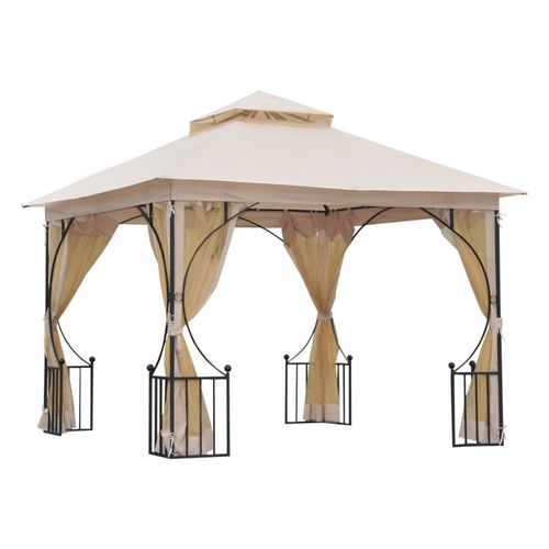 3x3m Beige Metal Gazebo - Waterproof, UV-Resistant, Durable Design