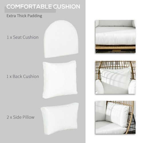 Khaki Rattan Egg Chair with Cushions for Ultimate Outdoor Relaxation