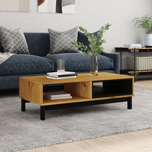 Solid Pine Coffee Table - Sleek Design with Open Compartments