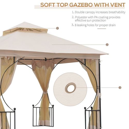 3x3m Beige Metal Gazebo - Waterproof, UV-Resistant, Durable Design