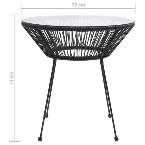 Stylish Black Rattan & Glass Garden Dining Table Ø70cm - Perfect for Outdoor Elegance